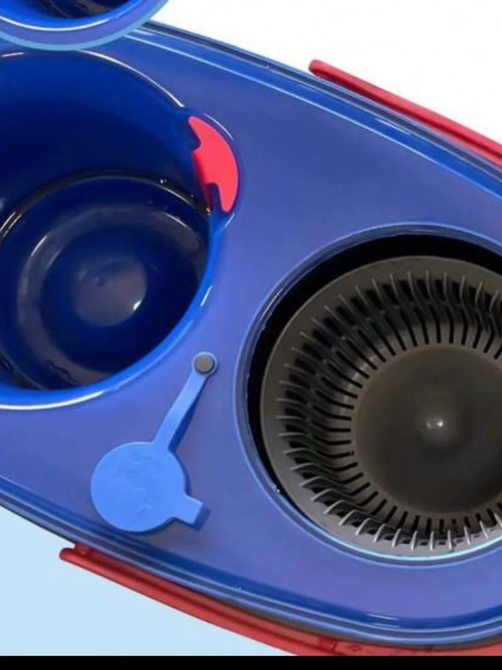 Red Spin Mop with Blue & White Microfiber Head - Easy Floor Cleaning